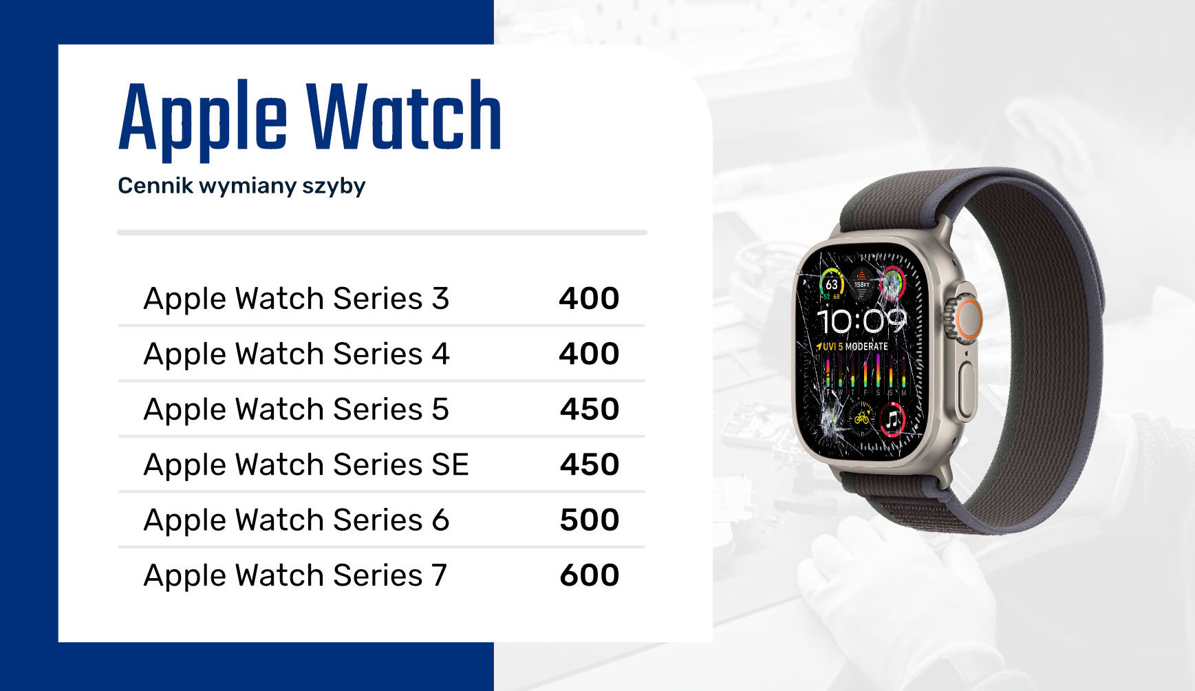 Cennik wymiany ekranu w Apple Watch